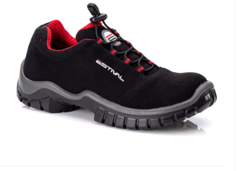 SAPATO ESTIVAL ENERGY MICROFIBRA RENO PRETO/VERMELHO - C.A. 50880