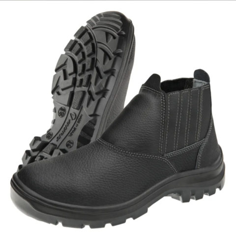 BOTA C/ ELASTICO BICO AÇO COURO RELAX PRETO VULCAFLEX CA  43377