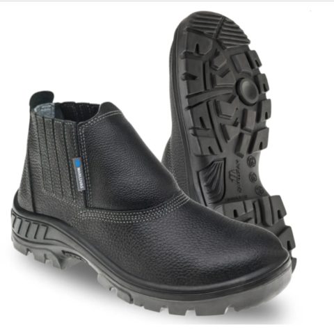 BOTA BICO PLASTICO COURO RELAX PRETO MARLUVAS CA  43377