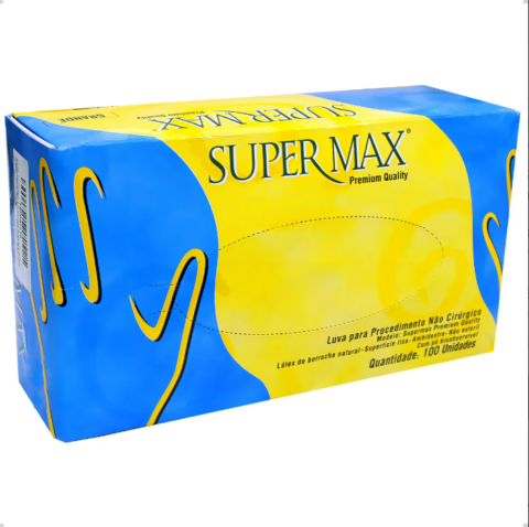 LUVA  SUPERMAX LATEX COM PO - PCT 100 UNI - C.A. 13030