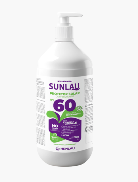 PROTETOR SOLAR SUNLAU FPS 60 1Kg C/ REPELENTE HENLAU